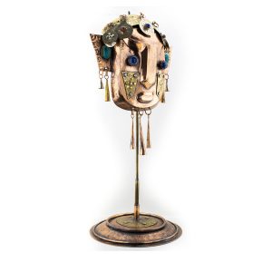 Máscaras de cobre, bronce y alpaca, hechas a mano, artesanía fina Piedras Australes